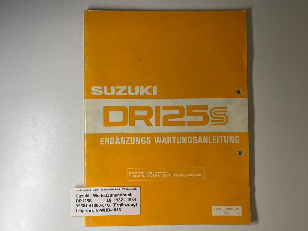 Werkstatthandbuch Ergänzung Suzuki DR125S DR 125 S Bj. 1982 - 1984