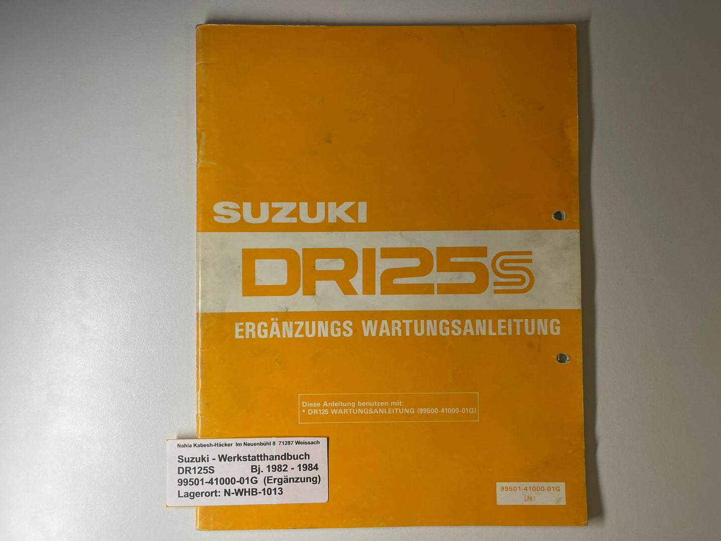 Werkstatthandbuch Ergänzung Suzuki DR125S DR 125 S Bj. 1982 - 1984