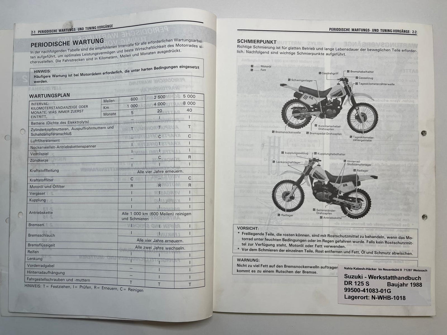 Werkstatthandbuch Suzuki DR125S DR 125 S Bj. ab 1988 -