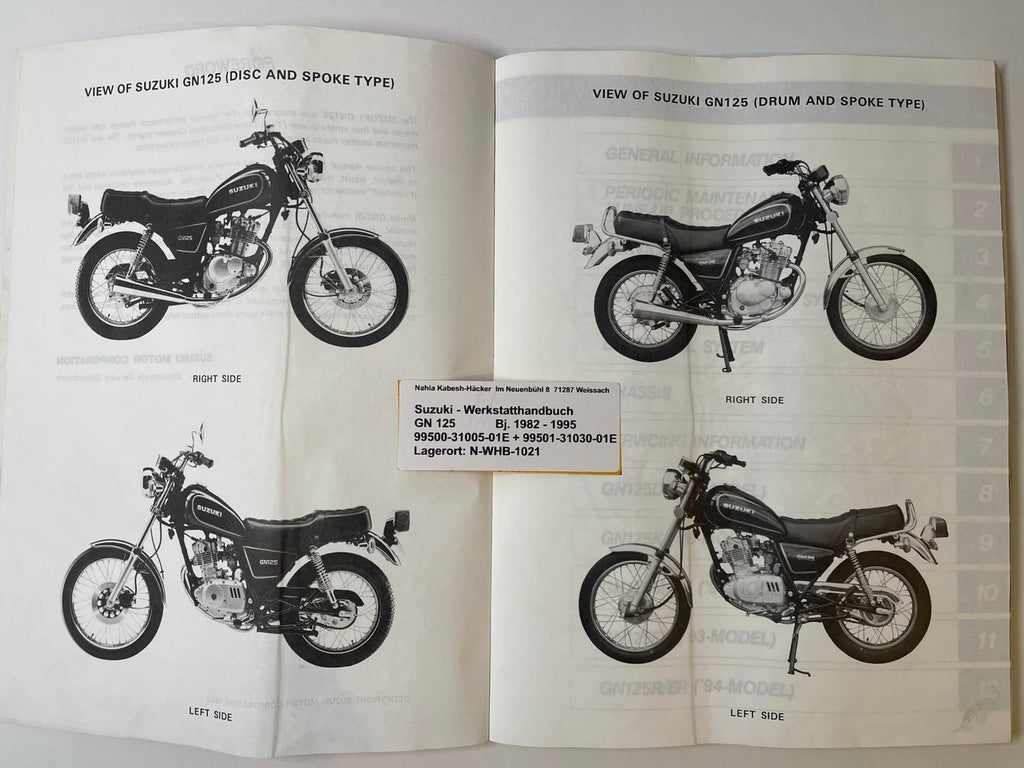 Werkstatthandbuch Suzuki GN125 GN 125 Bj. 1982 - 1994