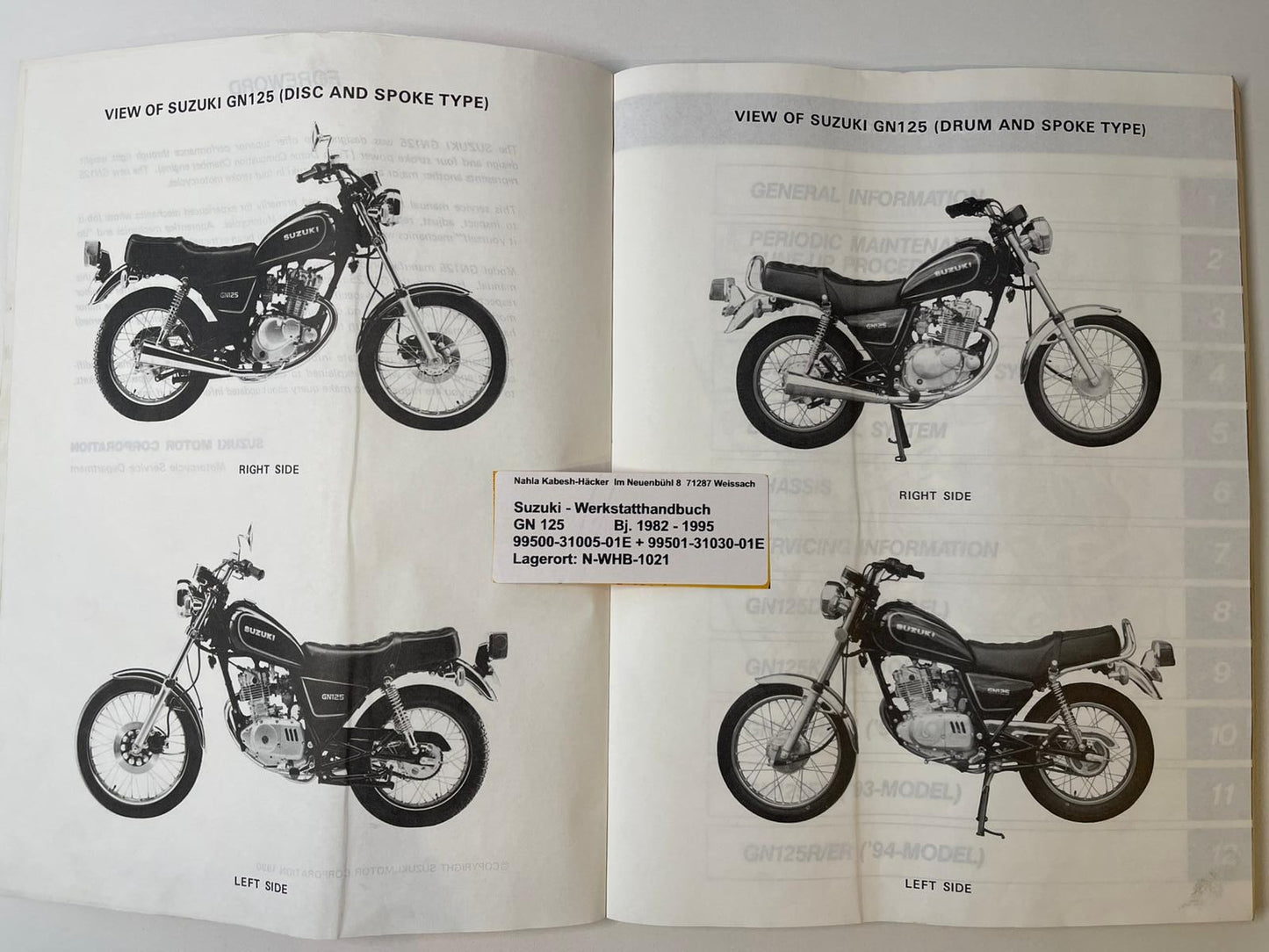 Werkstatthandbuch Suzuki GN125 GN 125 Bj. 1982 - 1994