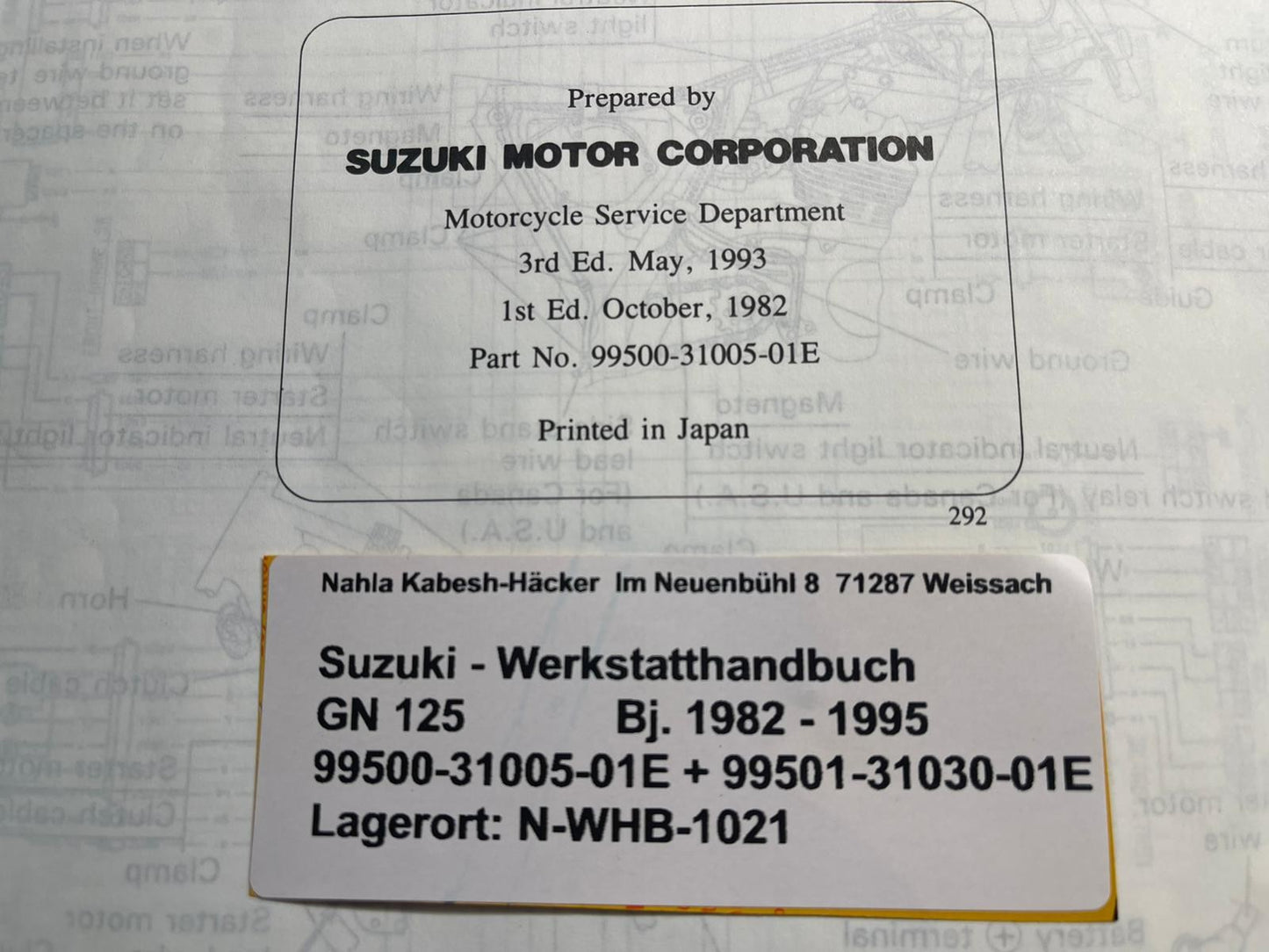 Werkstatthandbuch Suzuki GN125 GN 125 Bj. 1982 - 1994