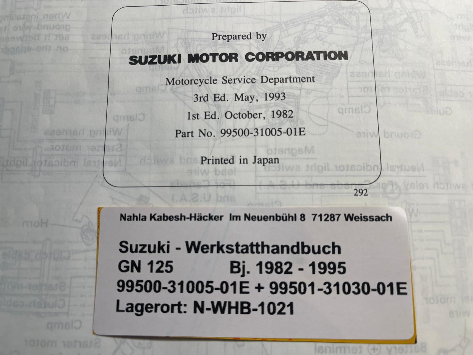 Werkstatthandbuch Suzuki GN125 GN 125 Bj. 1982 - 1994