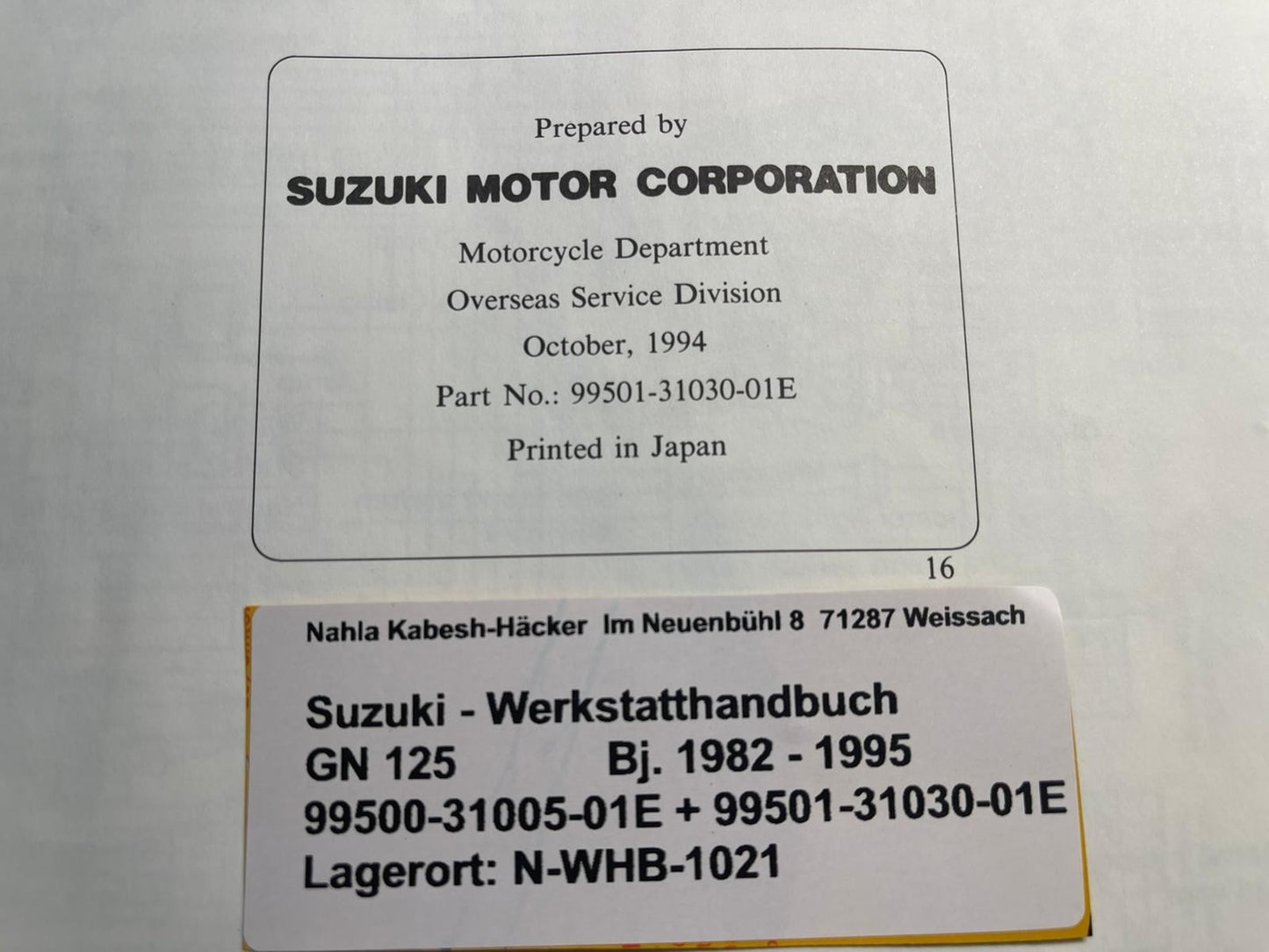 Werkstatthandbuch Suzuki GN125 GN 125 Bj. 1982 - 1994