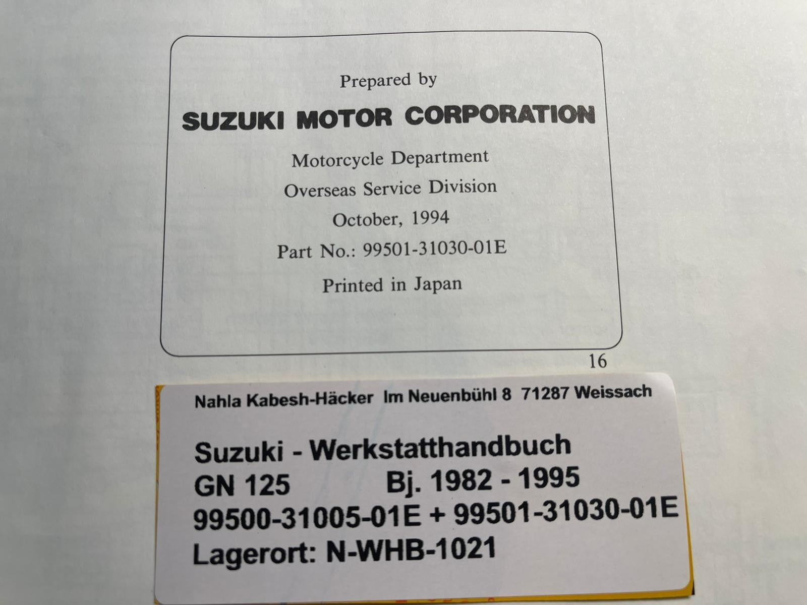 Werkstatthandbuch Suzuki GN125 GN 125 Bj. 1982 - 1994