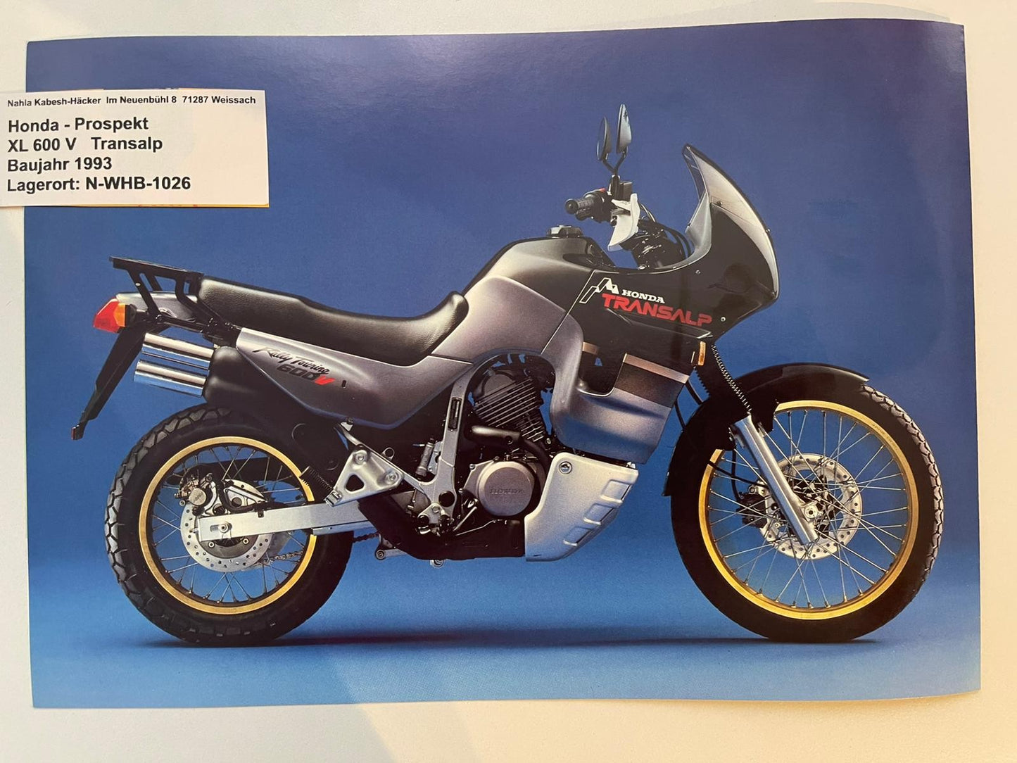 Prospekt Honda XL600V XL 600 V Transalp Bj. 1993 + Aufkleber