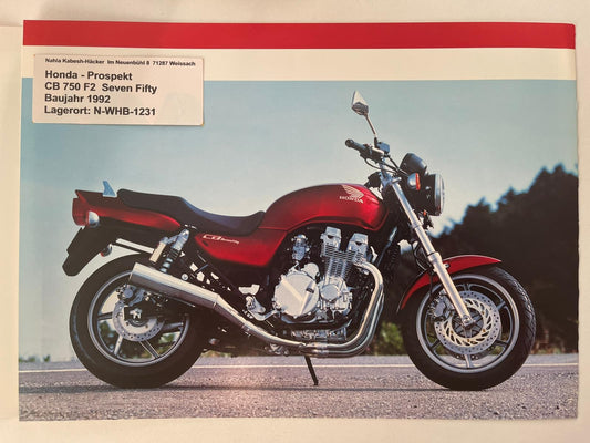 Prospekt Honda CB750F2 Seven Fifty Bj. 1992 + Aufkleber