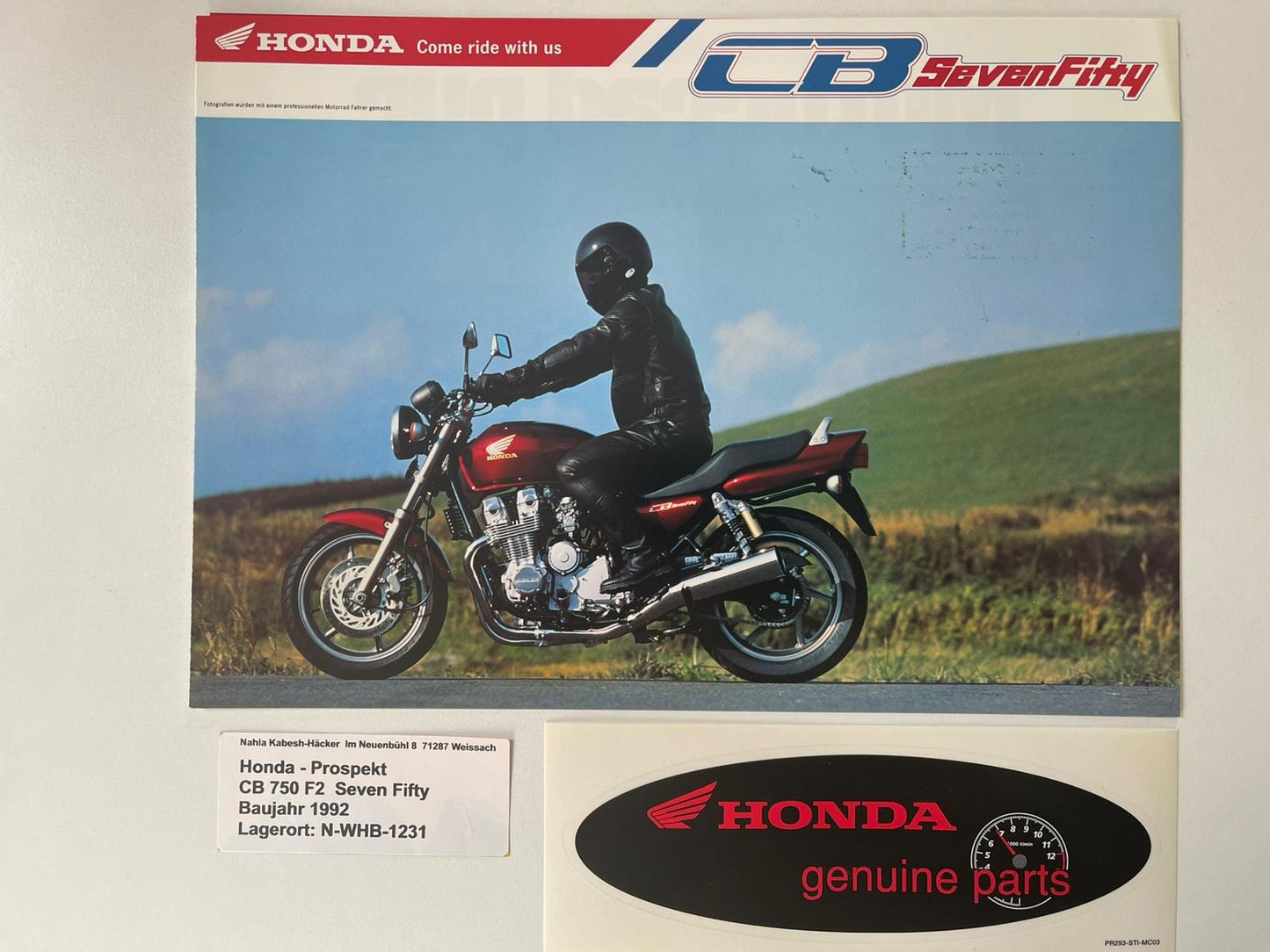 Prospekt Honda CB750F2 Seven Fifty Bj. 1992 + Aufkleber