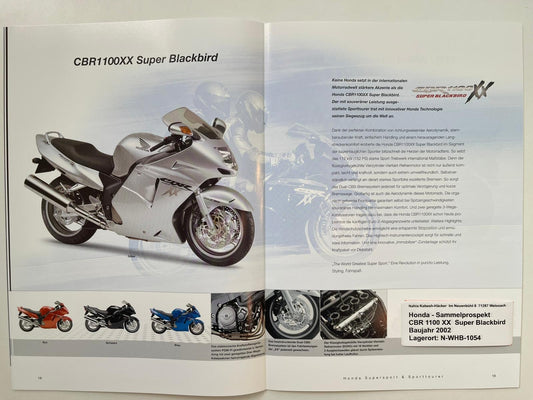 Sammel Prospekt Honda CBR1100XX Blackbird Bj. 2002 + Aufkleber
