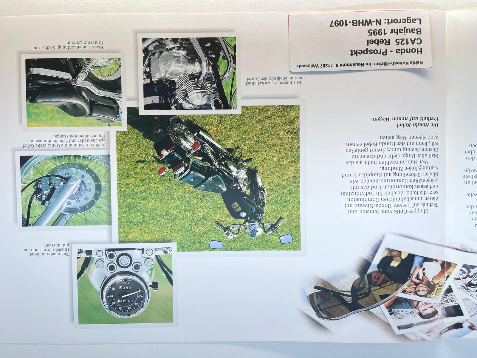 Prospekt Honda CA125 Rebel Bj. 1995 + Aufkleber