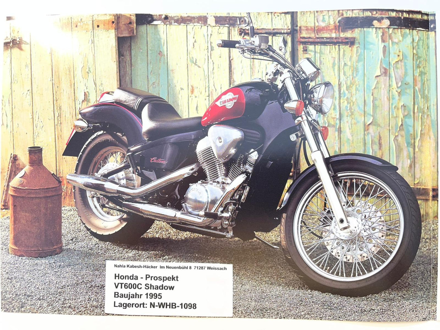 Prospekt Honda VT600C Shadow Bj. 1995 + Aufkleber