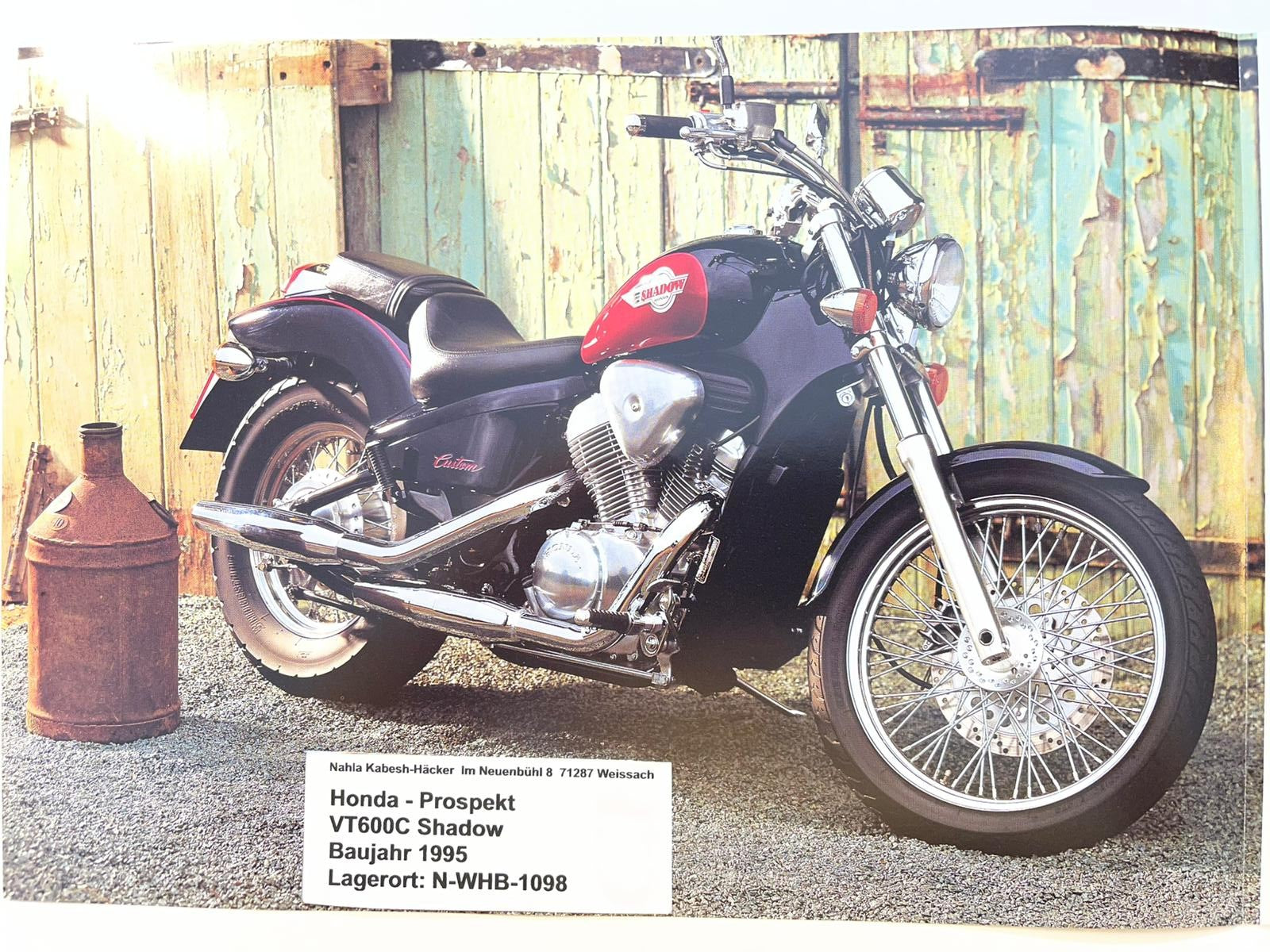 Prospekt Honda VT600C Shadow Bj. 1995 + Aufkleber
