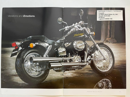 Prospekt Honda VT750DC Black Widow Bj. 2001 + Aufkleber