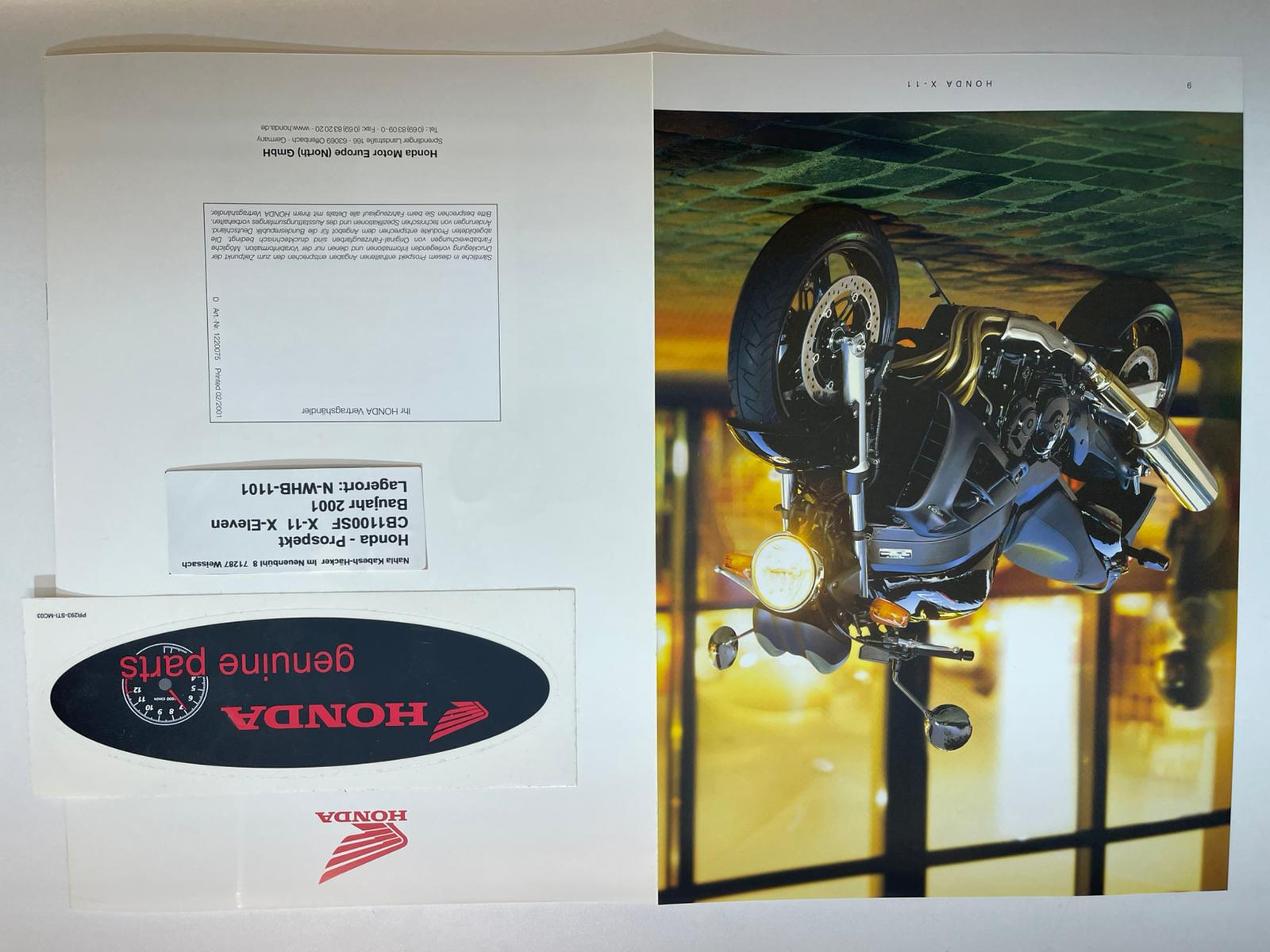 Prospekt Honda CB1100SF X-11 X-Eleven Bj. 2001 + Aufkleber