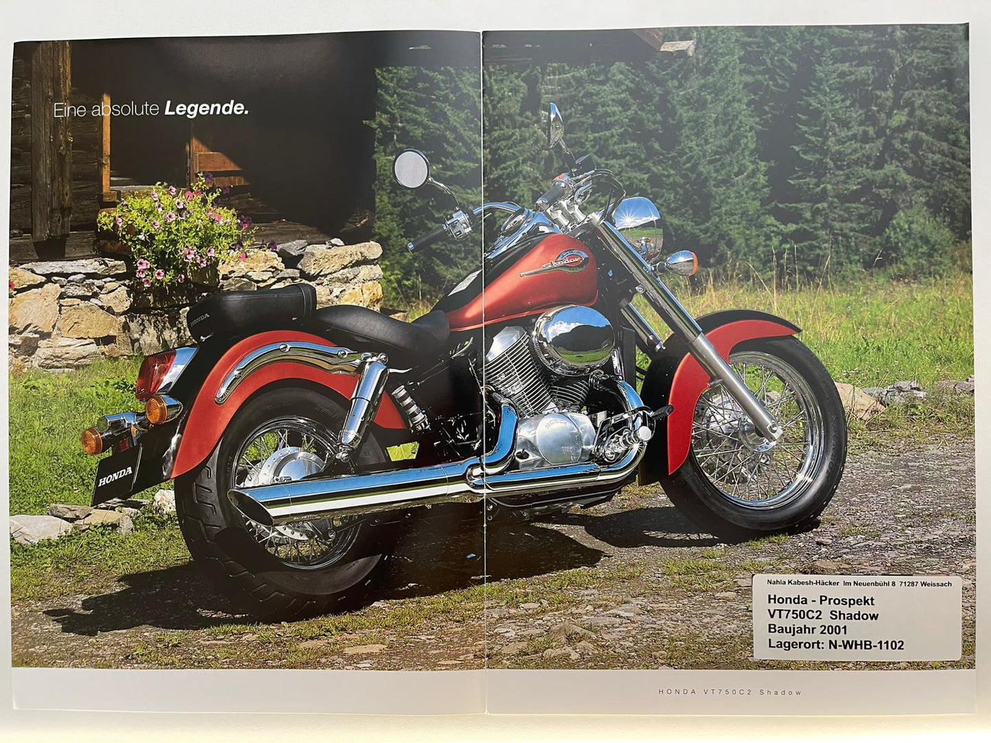 Prospekt Honda VT750C2 Shadow Baujahr 2001 + Aufkleber neu
