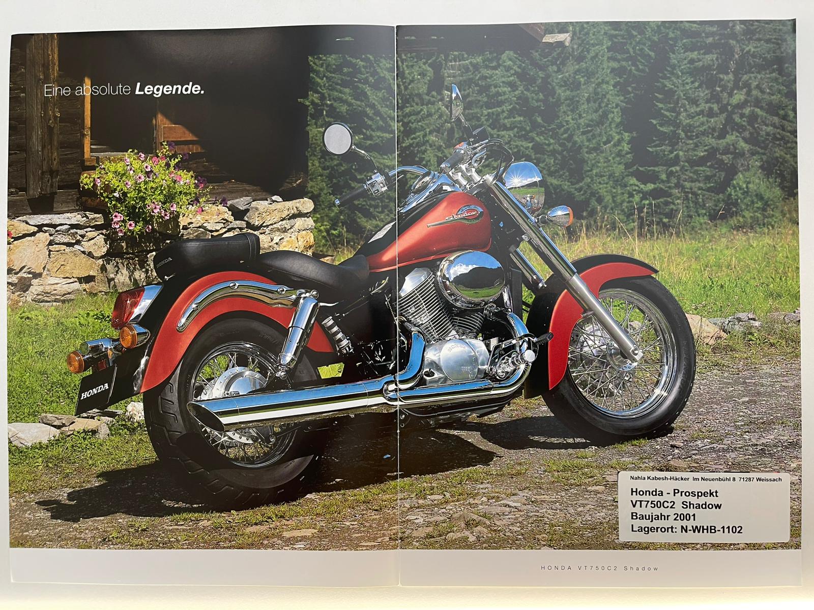 Prospekt Honda VT750C2 Shadow Baujahr 2001 + Aufkleber neu