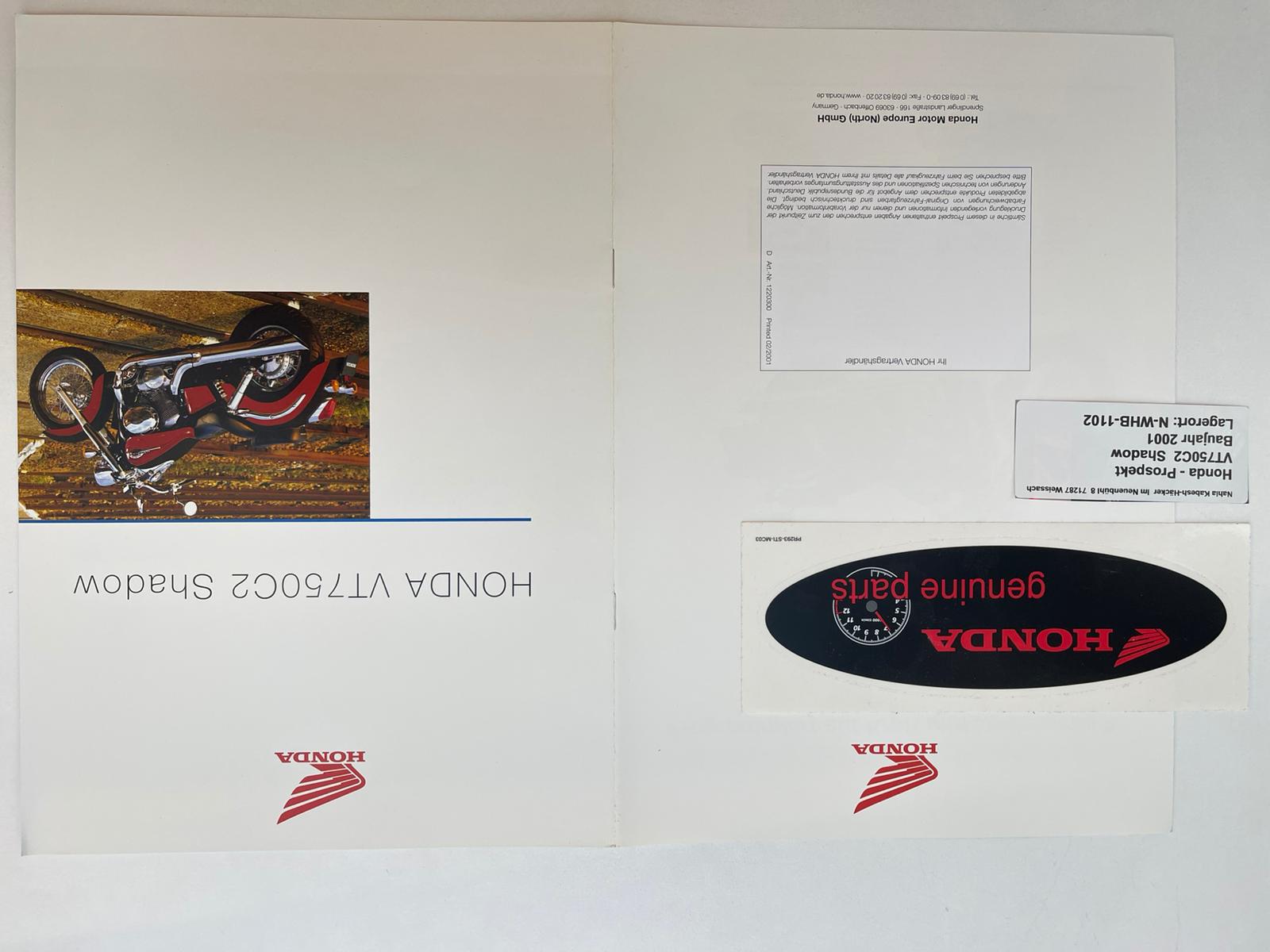 Prospekt Honda VT750C2 Shadow Baujahr 2001 + Aufkleber neu