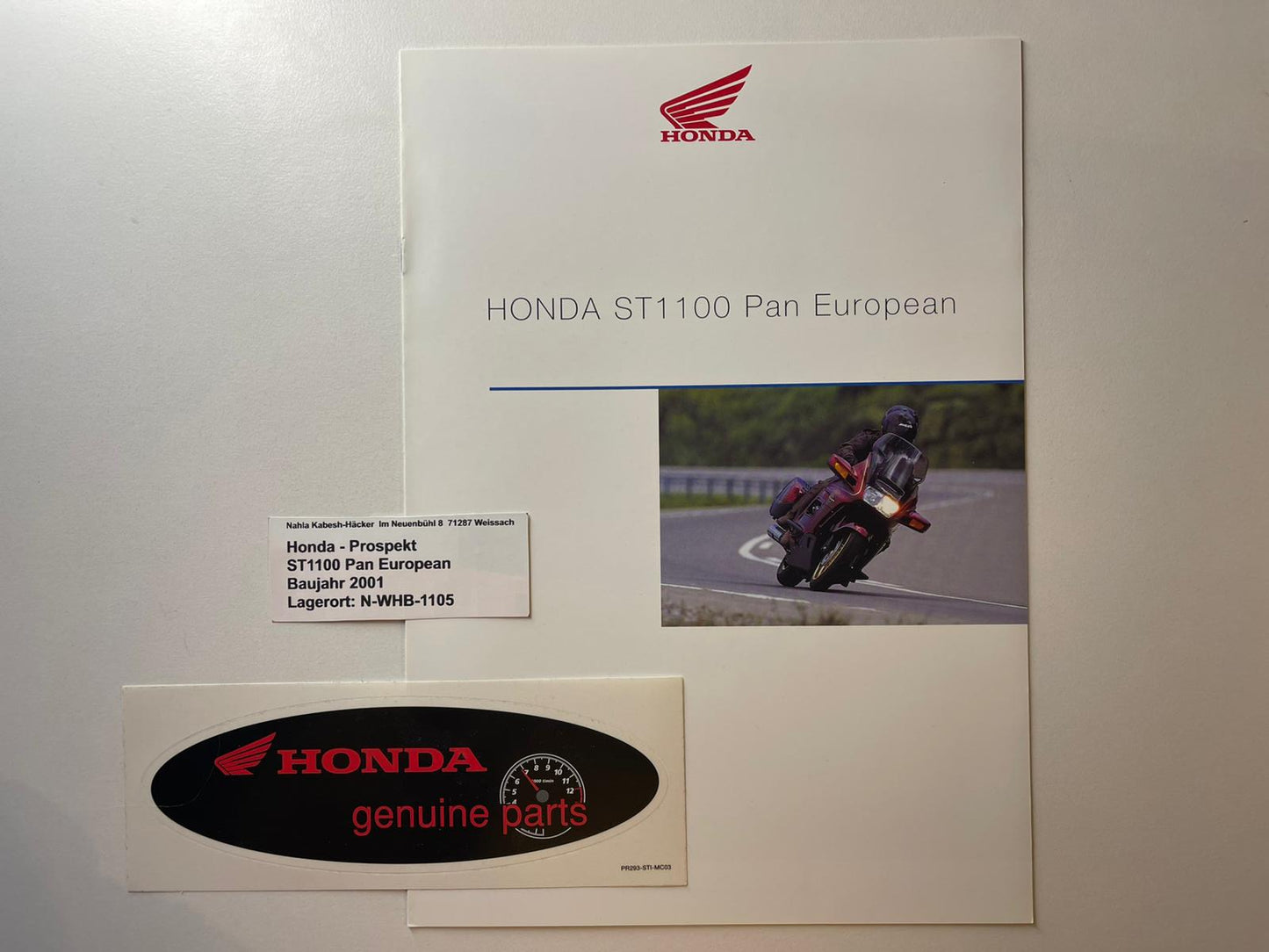 Prospekt Honda ST1100 Pan Eropean ABS Bj. 2001 + Aufkleber neu