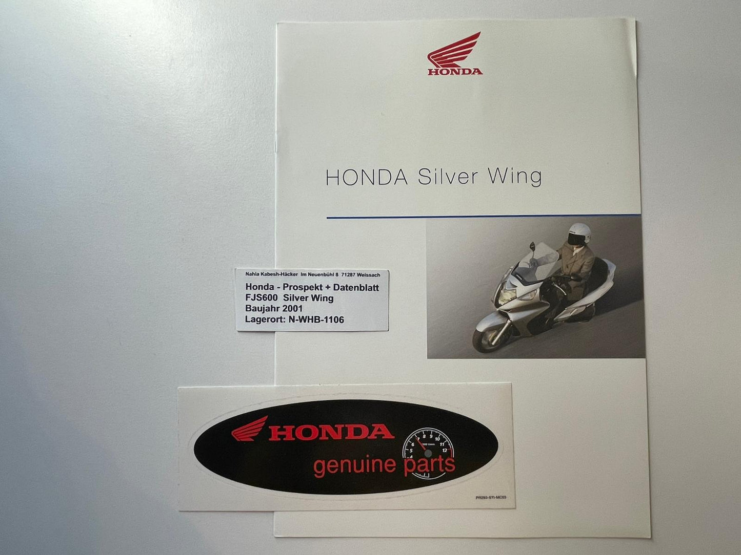 Prospekt Honda FJS600 Silver Wing Bj. 2001 + Aufkleber + Datenblatt neu