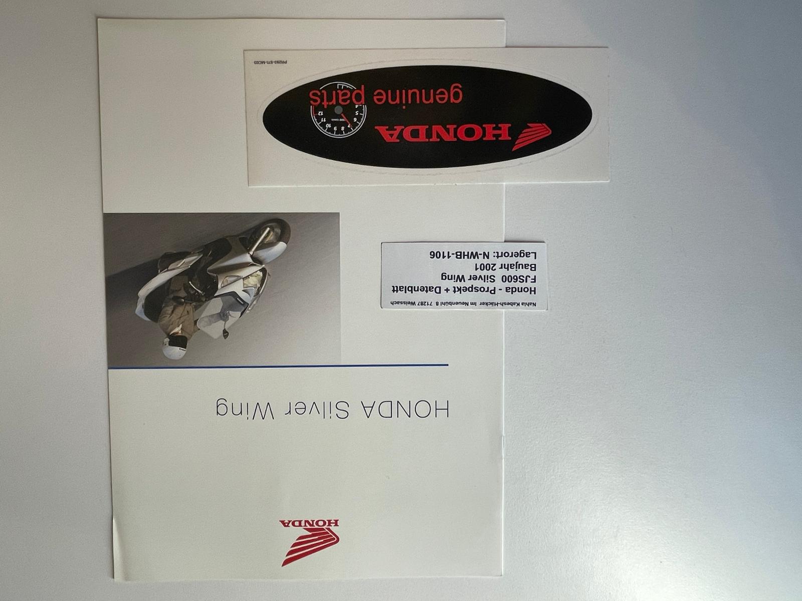 Prospekt Honda FJS600 Silver Wing Bj. 2001 + Aufkleber + Datenblatt neu