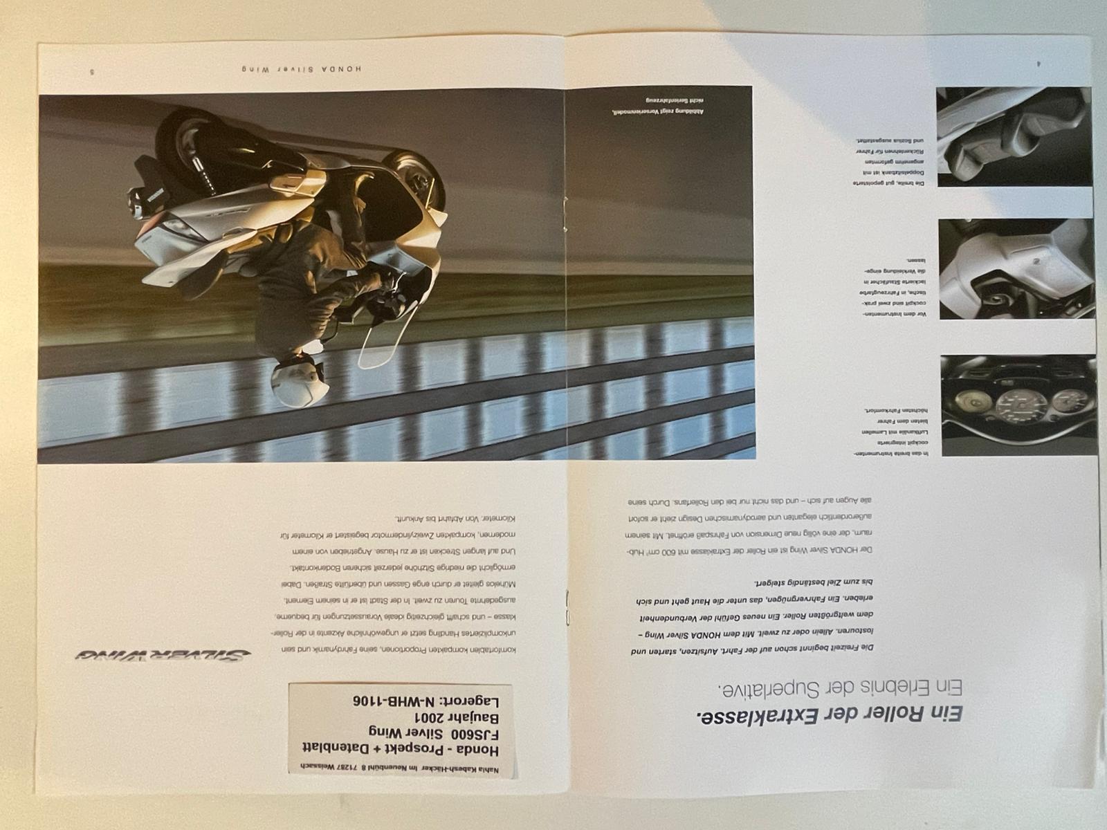 Prospekt Honda FJS600 Silver Wing Bj. 2001 + Aufkleber + Datenblatt neu