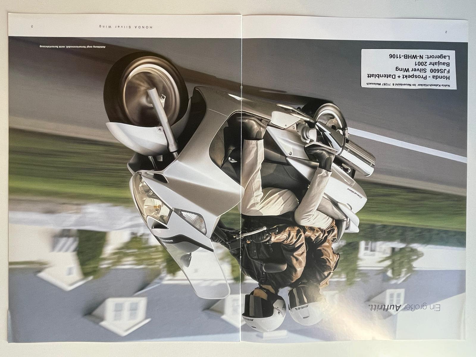 Prospekt Honda FJS600 Silver Wing Bj. 2001 + Aufkleber + Datenblatt neu