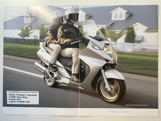 Prospekt Honda FJS600 Silver Wing Bj. 2001 + Aufkleber + Datenblatt neu