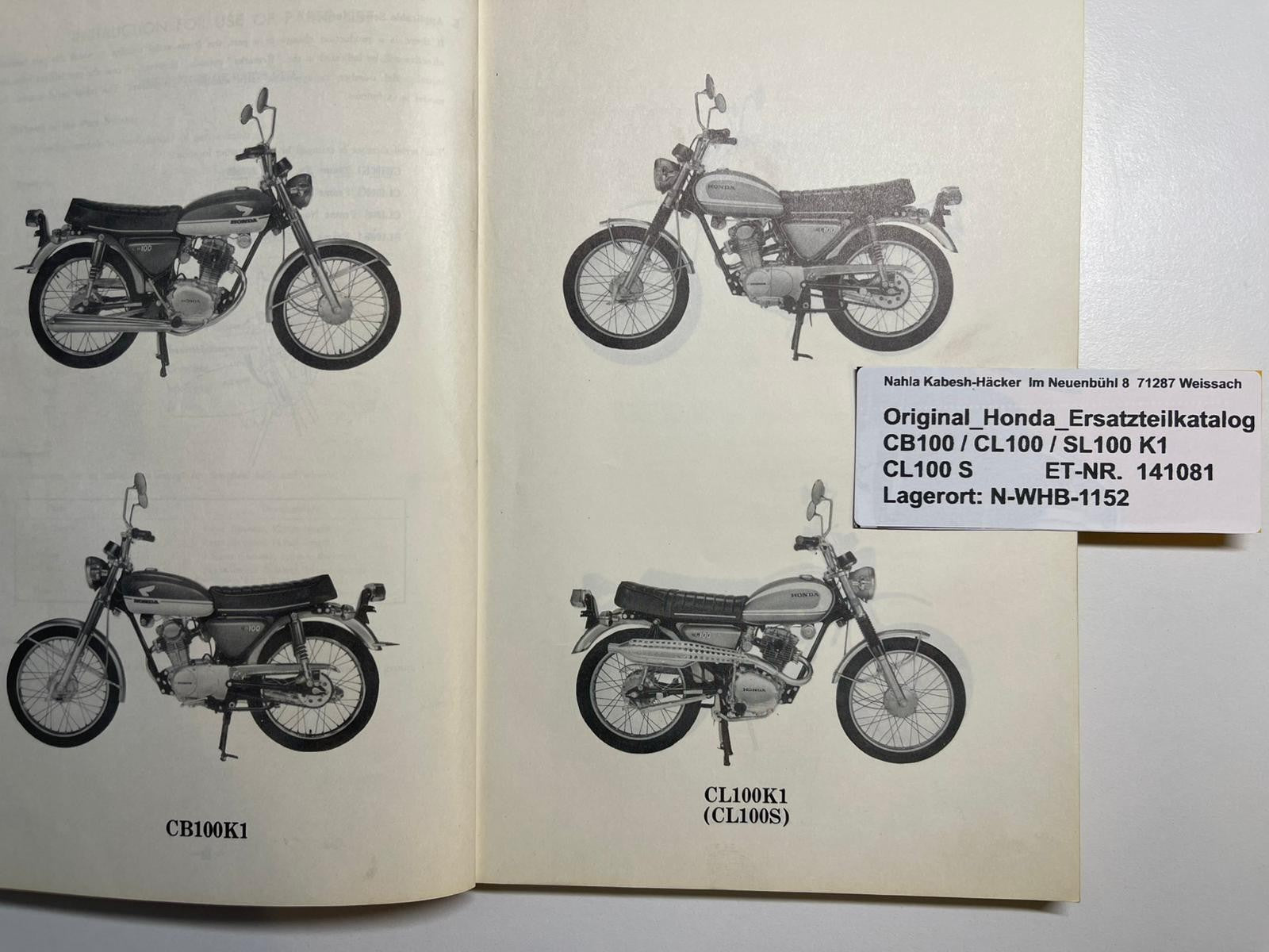 Ersatzteilkatalog S90 S90A Bj. 1964 - 1969 Honda Ersatzteilliste
