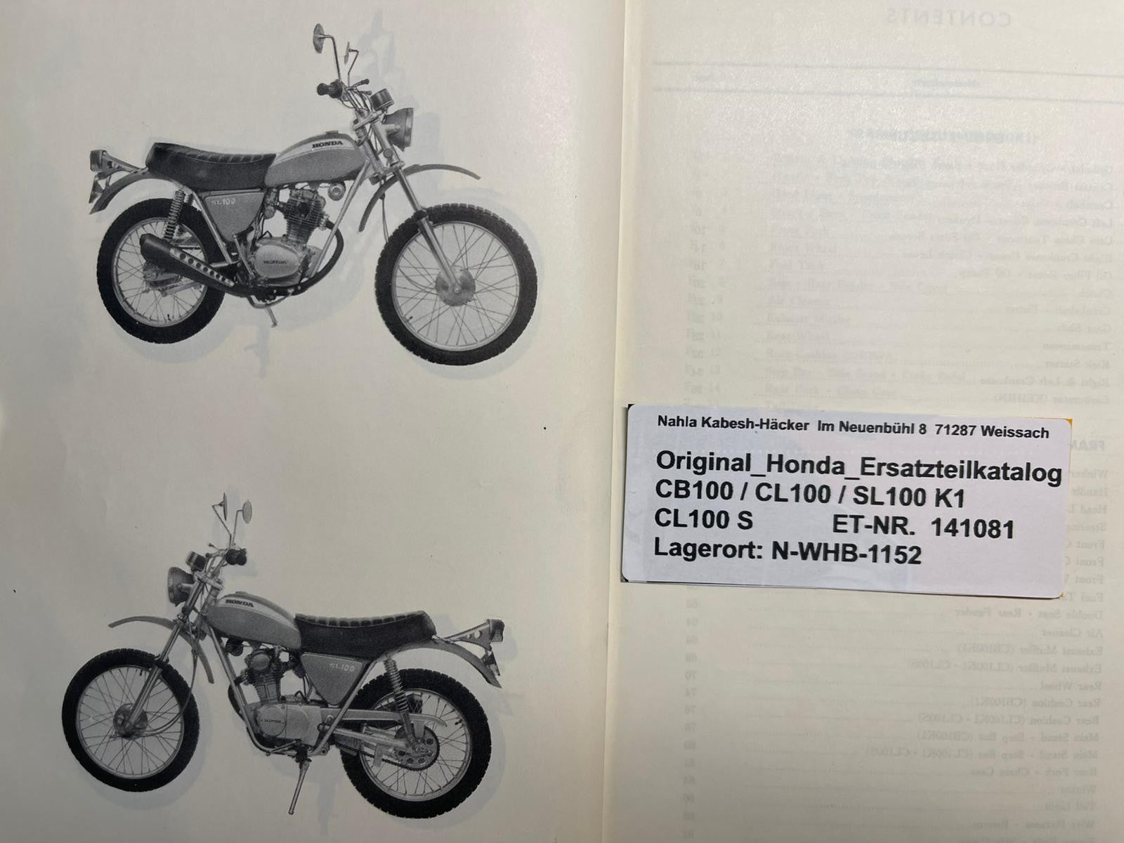 Ersatzteilkatalog S90 S90A Bj. 1964 - 1969 Honda Ersatzteilliste