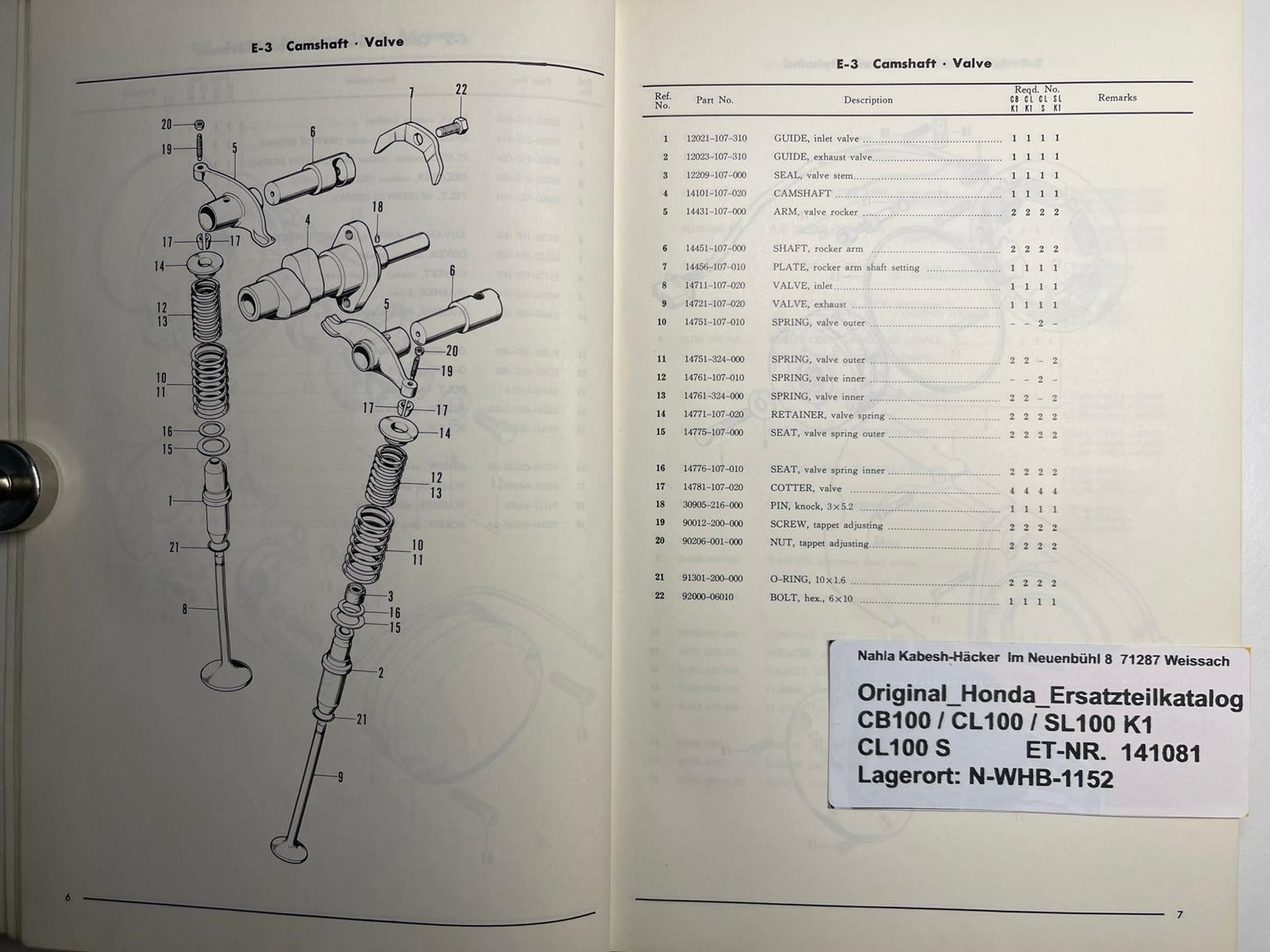 Ersatzteilkatalog S90 S90A Bj. 1964 - 1969 Honda Ersatzteilliste
