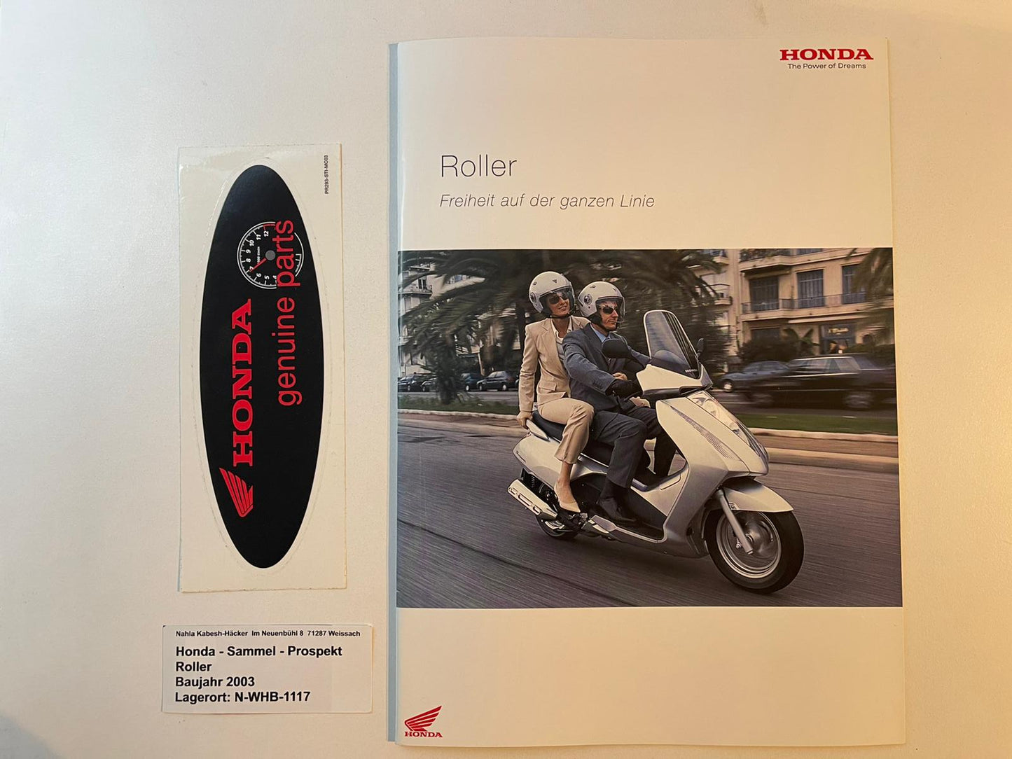 Sammel Prospekt Honda SH125DT SH 125 DT Bj. 2003 + Aufkleber
