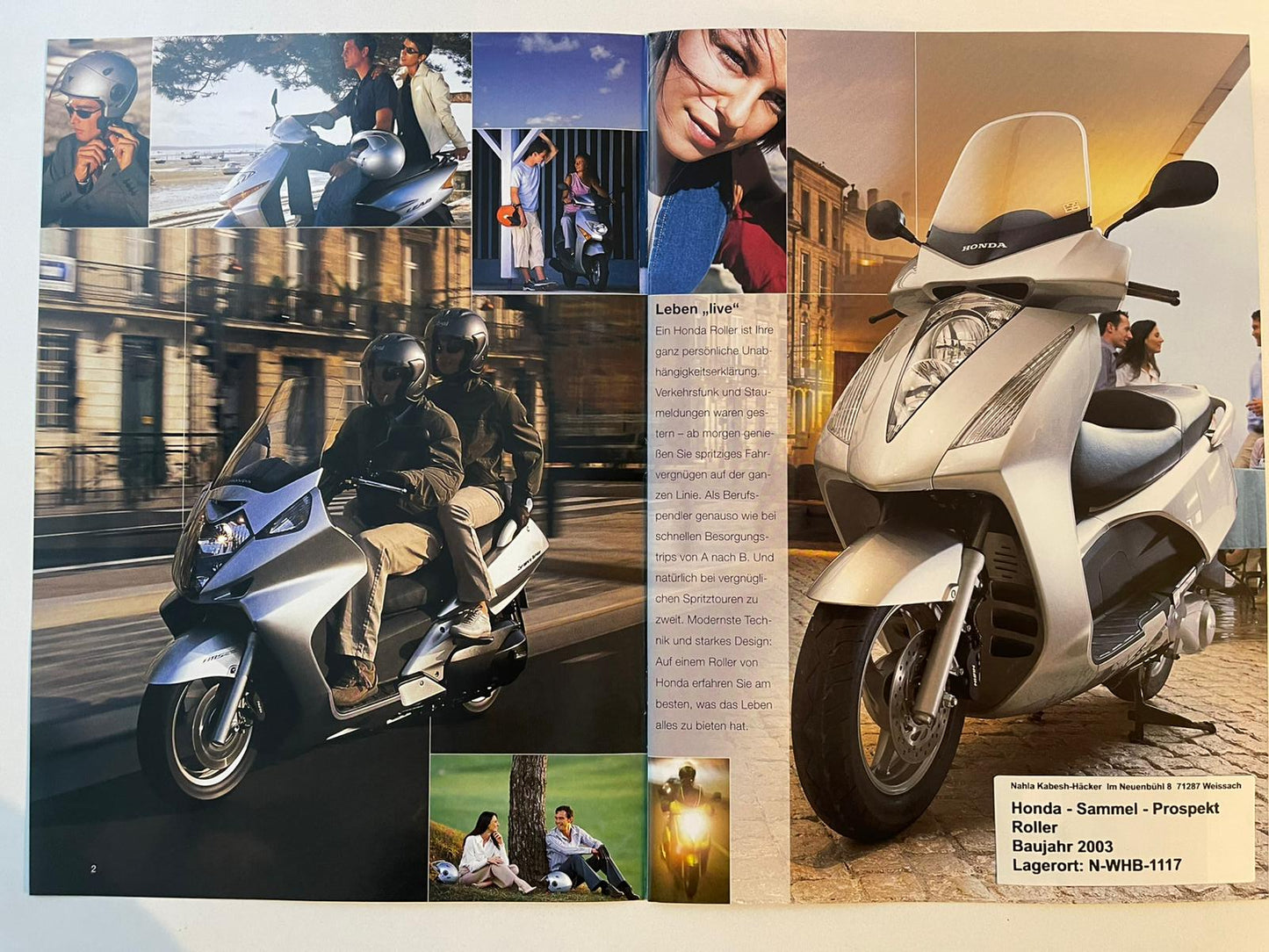 Sammel Prospekt Honda SH125DT SH 125 DT Bj. 2003 + Aufkleber