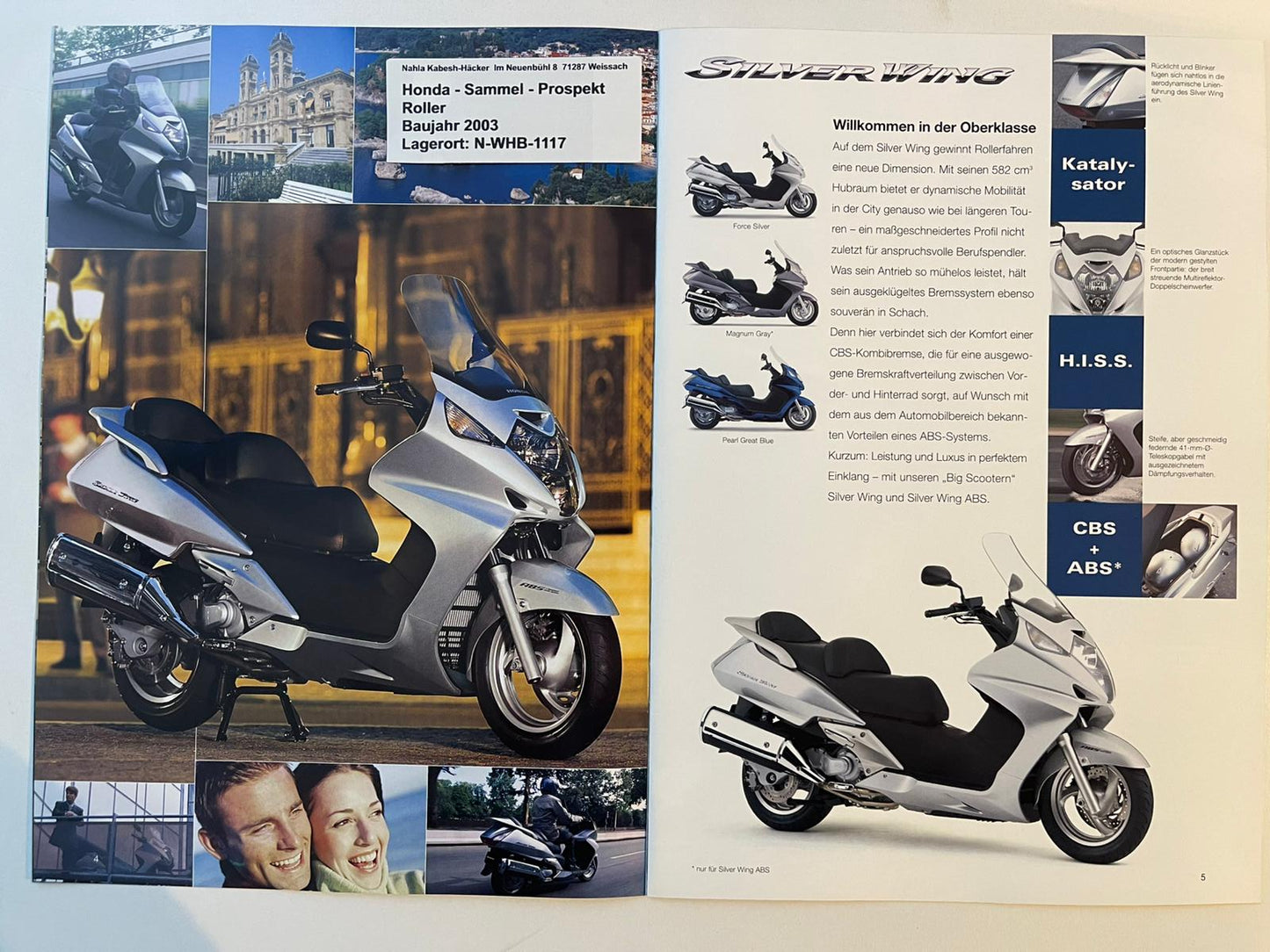 Sammel Prospekt Honda SH125DT SH 125 DT Bj. 2003 + Aufkleber