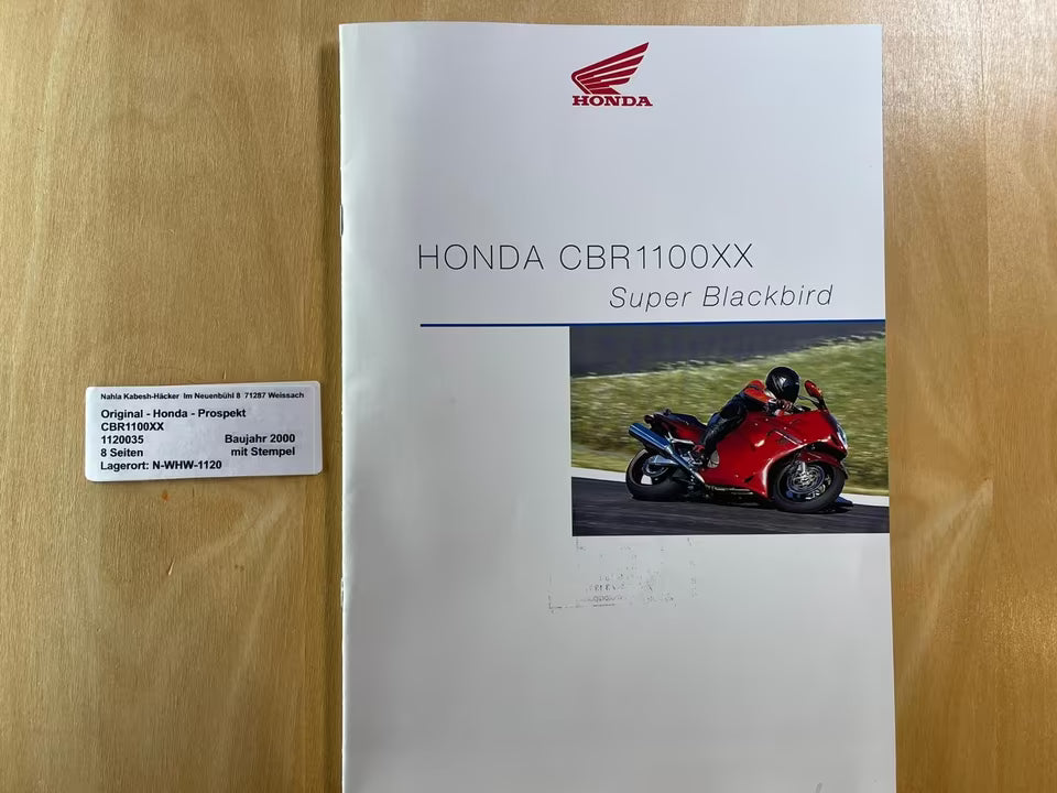 Prospekt Honda CBR1100XX Blackbird Bj. 2000 + Aufkleber