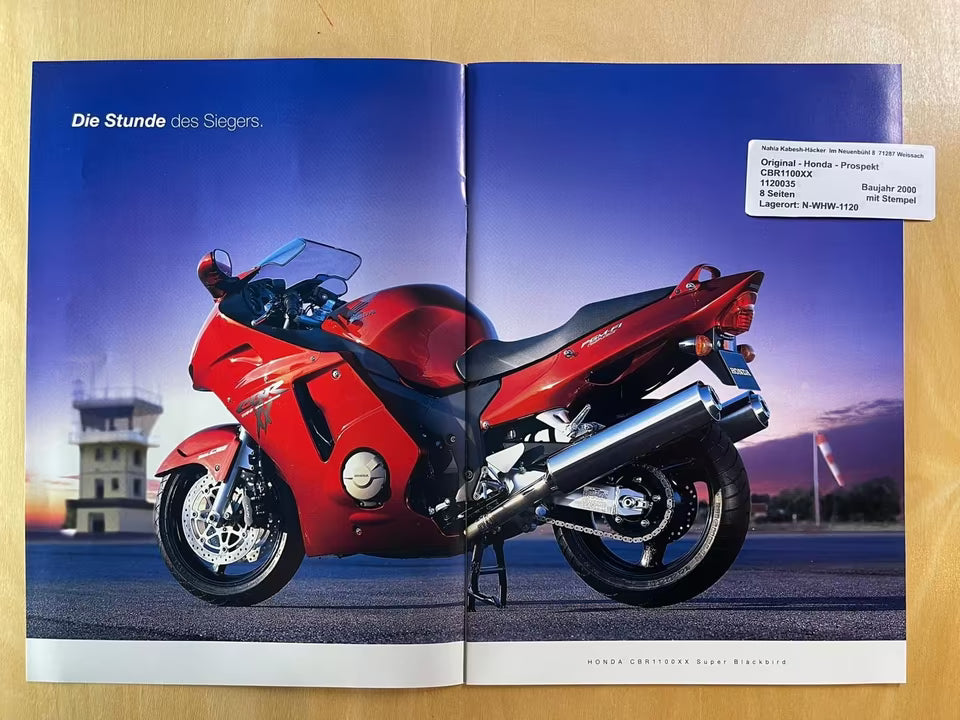 Prospekt Honda CBR1100XX Blackbird Bj. 2000 + Aufkleber