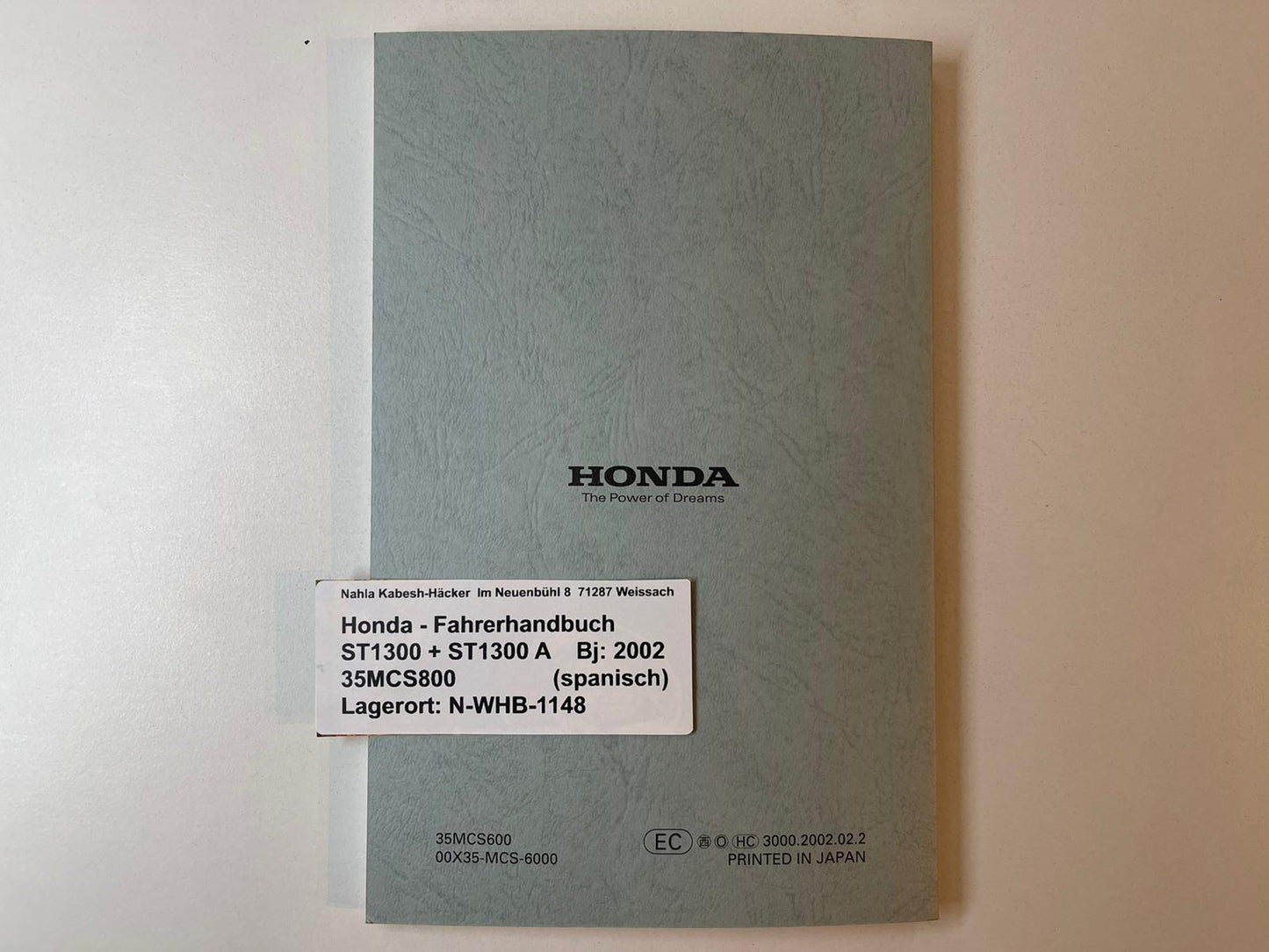Fahrerhandbuch Honda ST1300 A Bj. 2002 Betriebanleitung 35MCS800