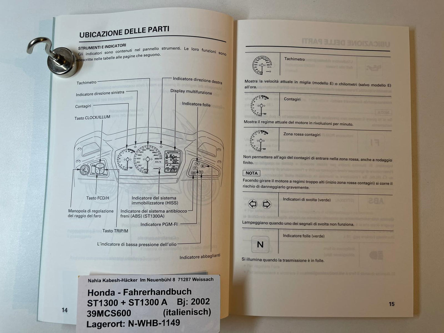 Fahrerhandbuch Honda ST1300 A Bj. 2002 Betriebanleitung 39MCS800