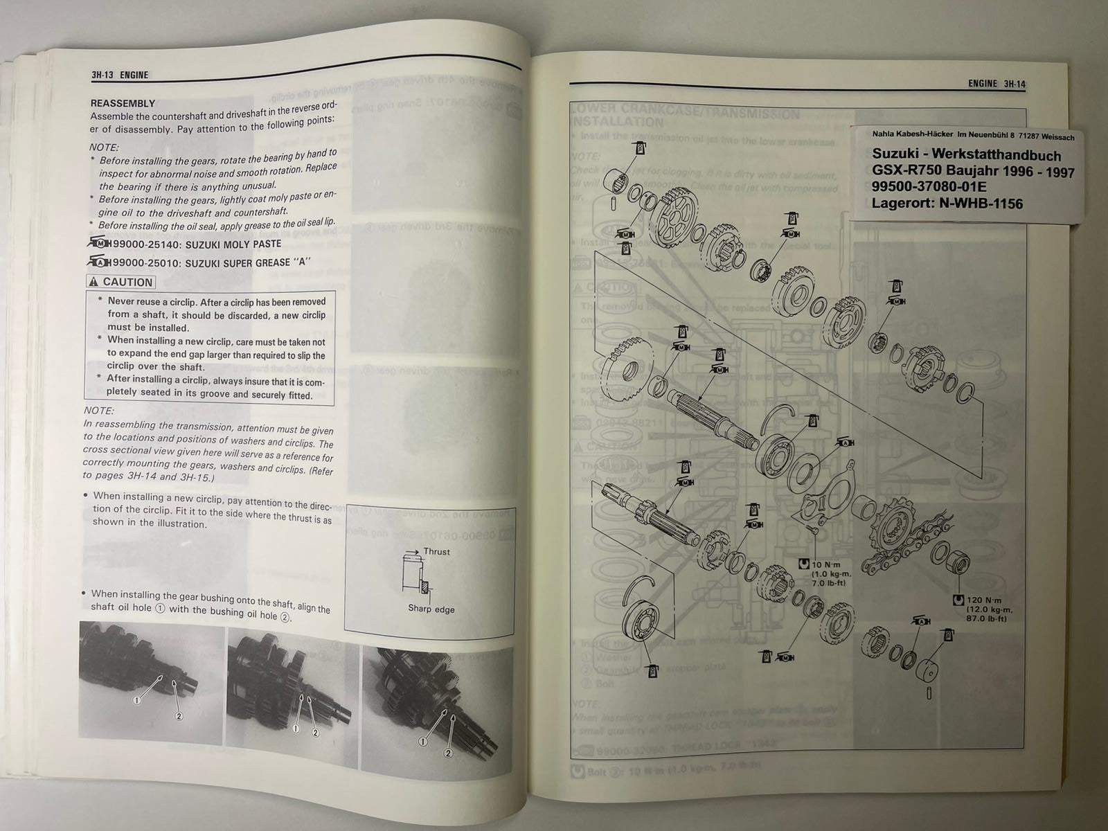 Werkstatthandbuch Suzuki GSX-R750 GSX-R 750  Bj. 1996 - 1997