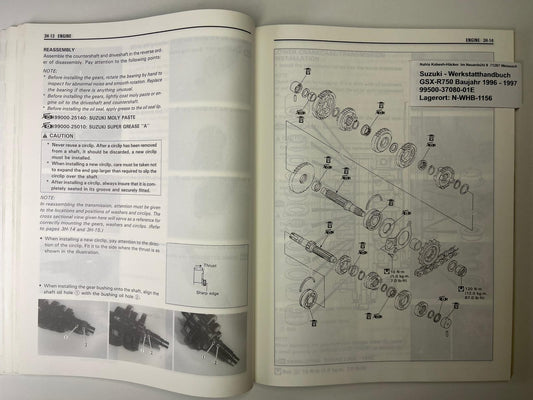 Werkstatthandbuch Suzuki GSX-R750 GSX-R 750  Bj. 1996 - 1997