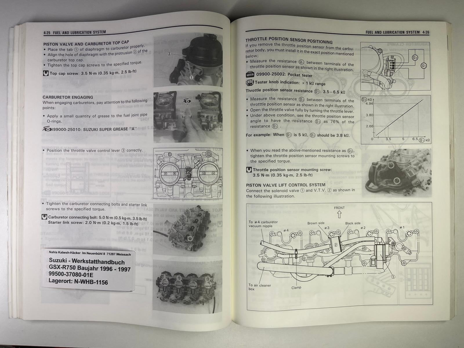 Werkstatthandbuch Suzuki GSX-R750 GSX-R 750  Bj. 1996 - 1997