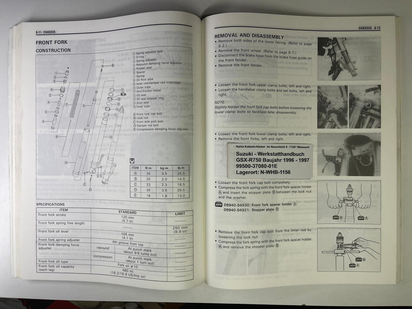 Werkstatthandbuch Suzuki GSX-R750 GSX-R 750  Bj. 1996 - 1997