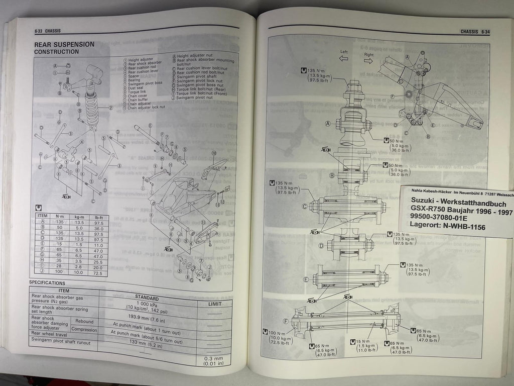 Werkstatthandbuch Suzuki GSX-R750 GSX-R 750  Bj. 1996 - 1997