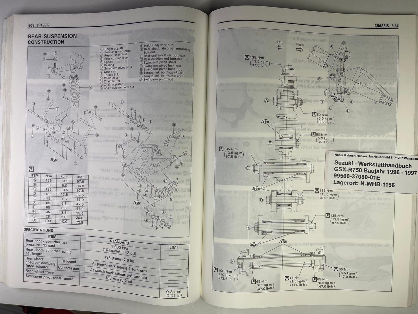 Werkstatthandbuch Suzuki GSX-R750 GSX-R 750  Bj. 1996 - 1997