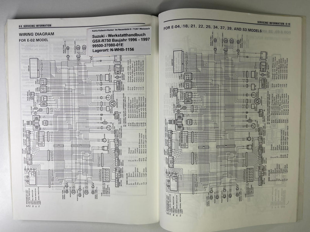 Werkstatthandbuch Suzuki GSX-R750 GSX-R 750  Bj. 1996 - 1997
