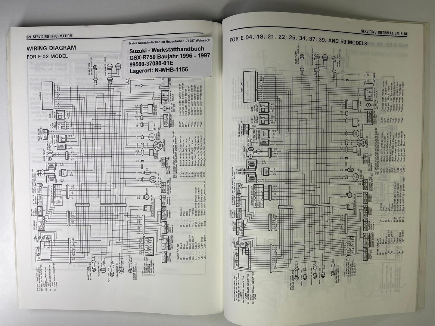 Werkstatthandbuch Suzuki GSX-R750 GSX-R 750  Bj. 1996 - 1997