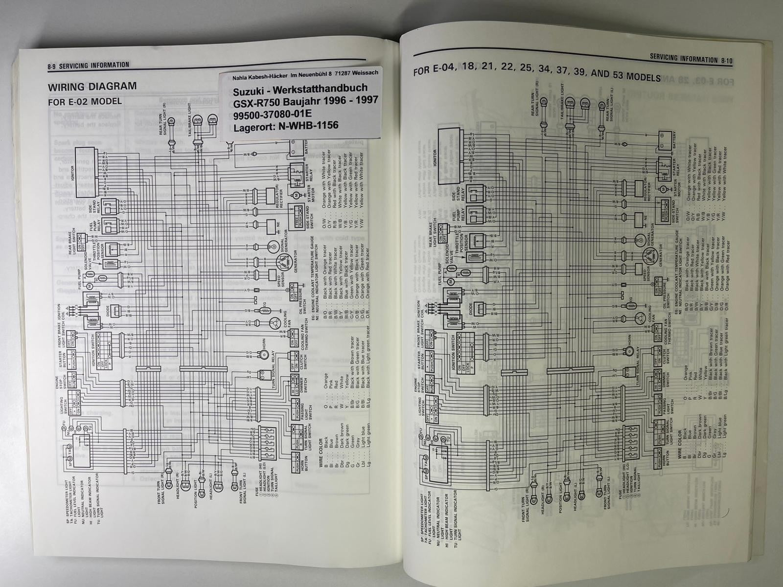 Werkstatthandbuch Suzuki GSX-R750 GSX-R 750  Bj. 1996 - 1997