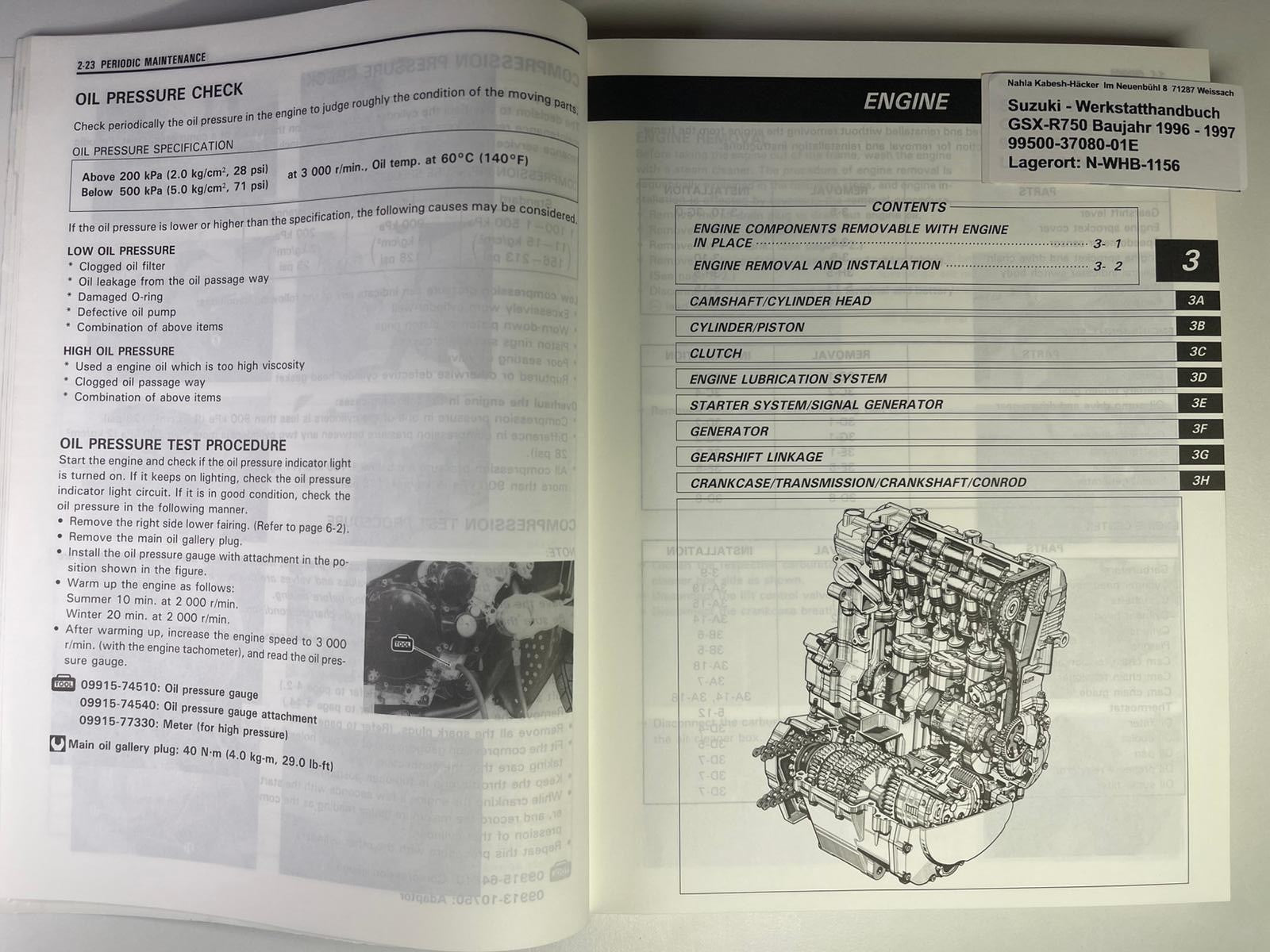 Werkstatthandbuch Suzuki GSX-R750 GSX-R 750  Bj. 1996 - 1997
