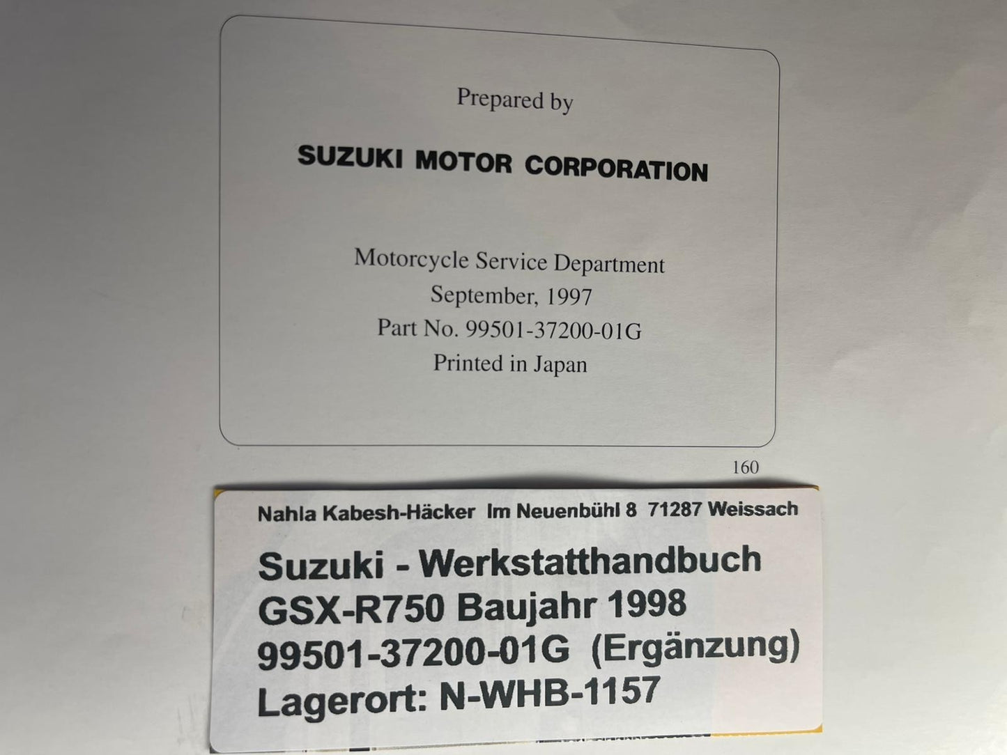 Werkstatthandbuch Ergänzung Suzuki GSX-R750 GSX-R 750 Bj. 1998