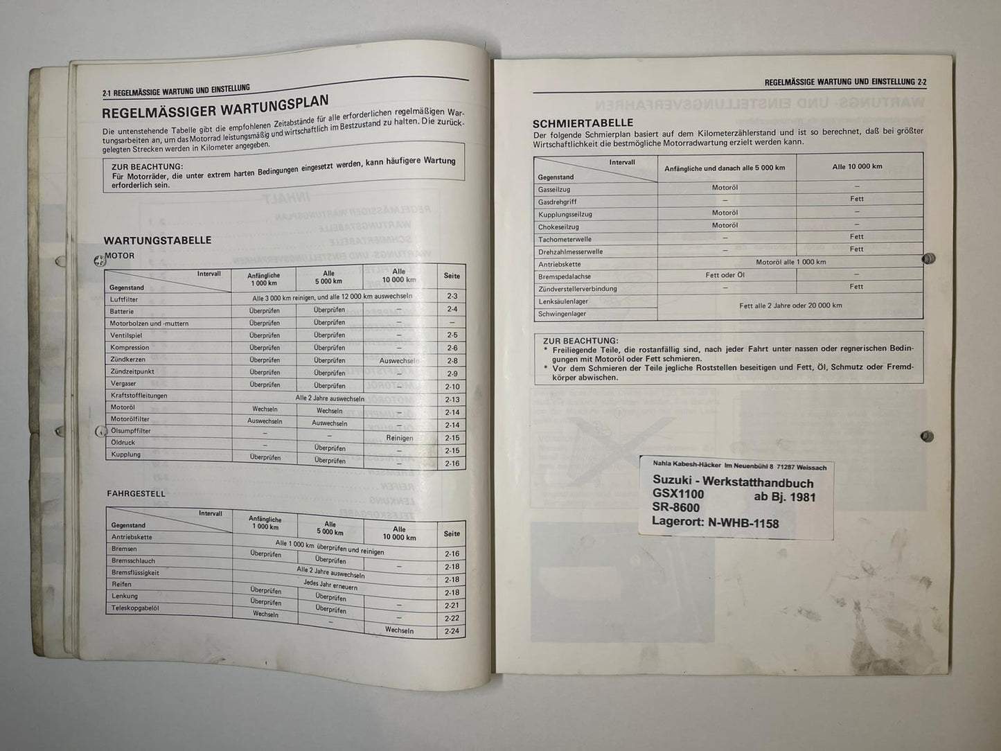 Werkstatthandbuch Suzuki GSX1100E GSX 1100 E Bj. ab 1981 -