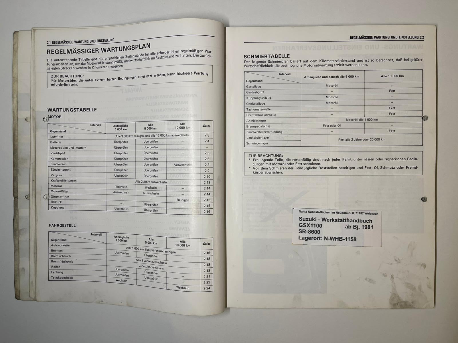 Werkstatthandbuch Suzuki GSX1100E GSX 1100 E Bj. ab 1981 -